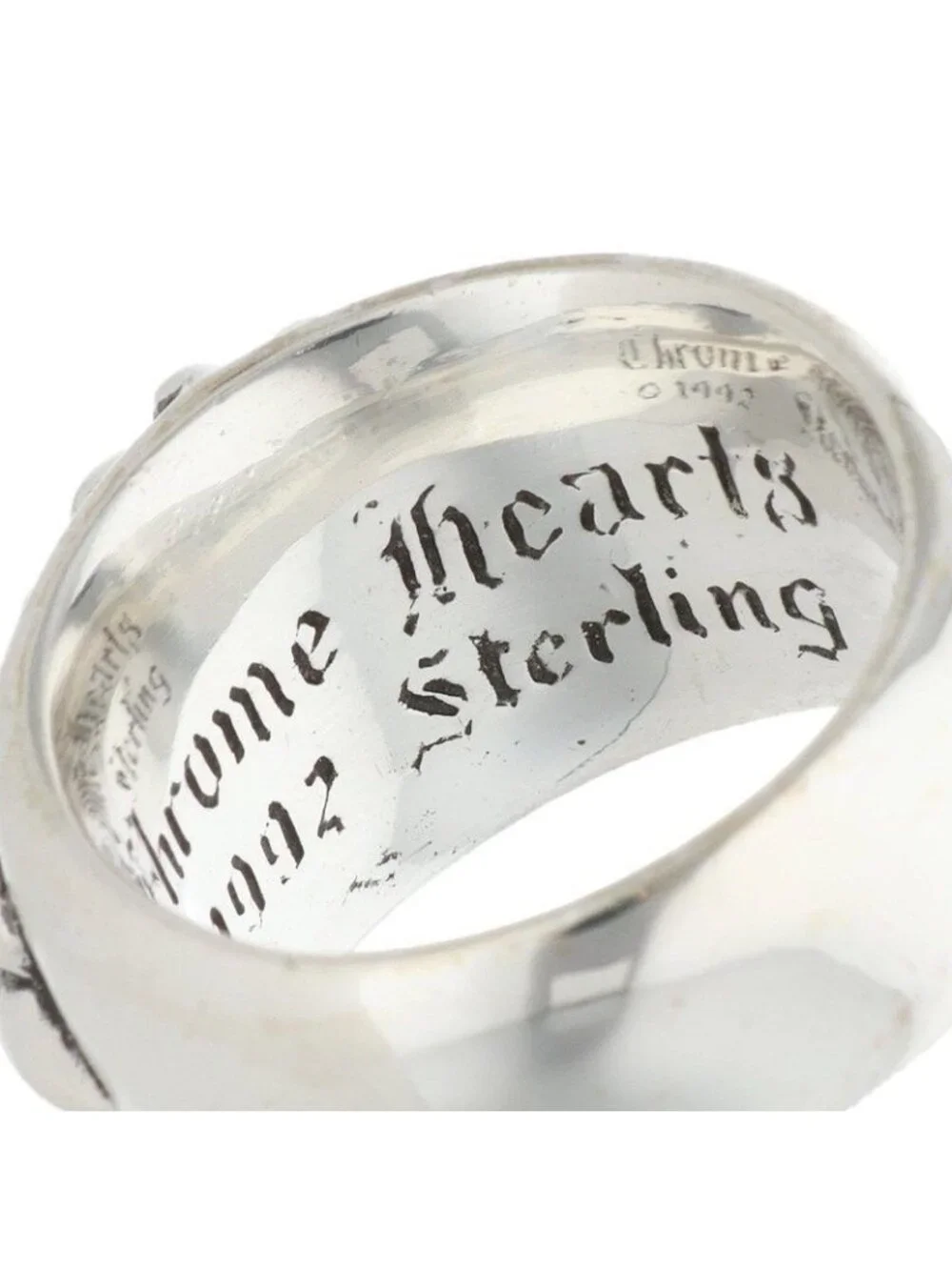 Chrome Hearts Flrl Crs Floral Cross Silver Ring